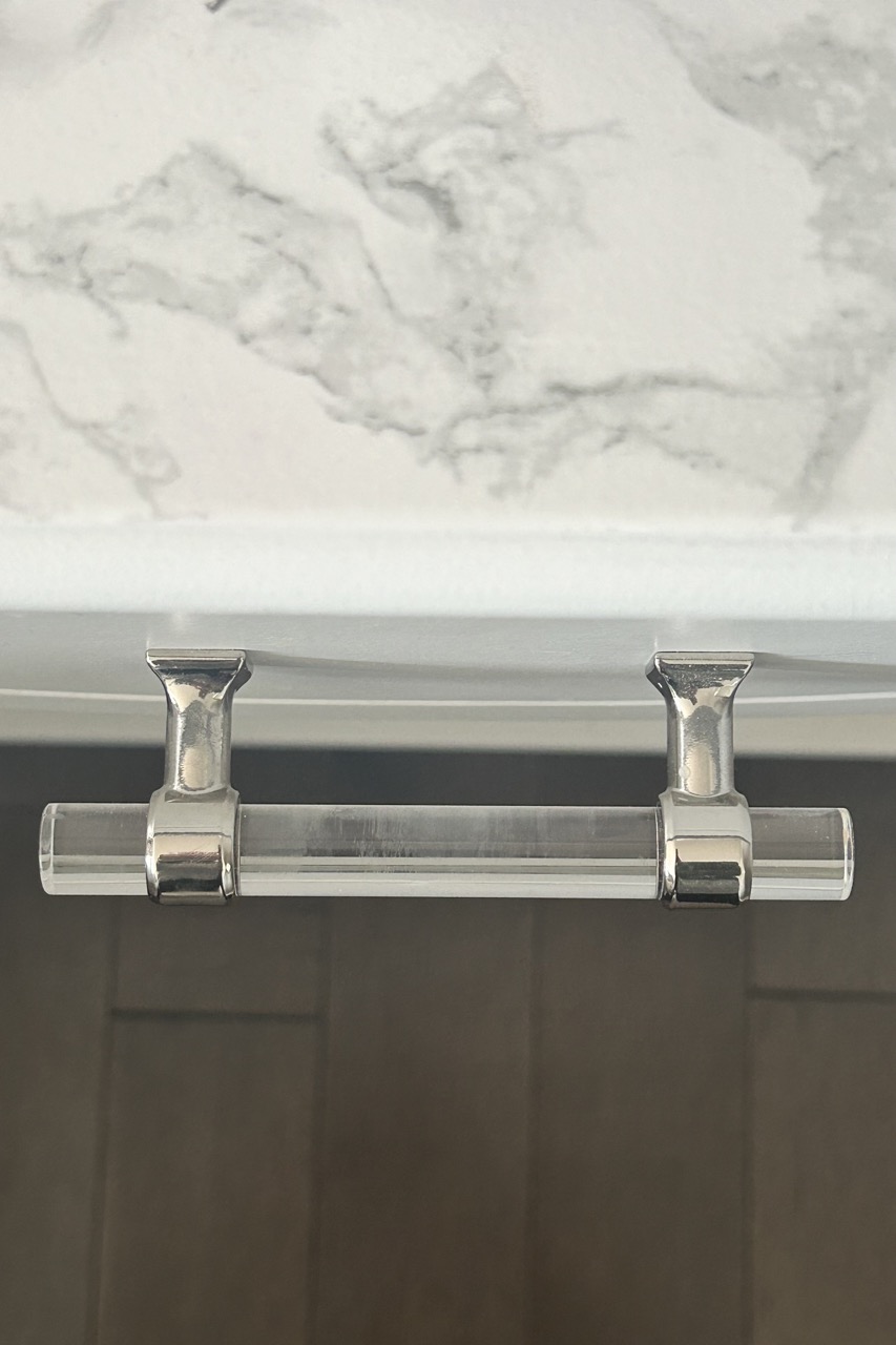 closeup image of new clear handles for table