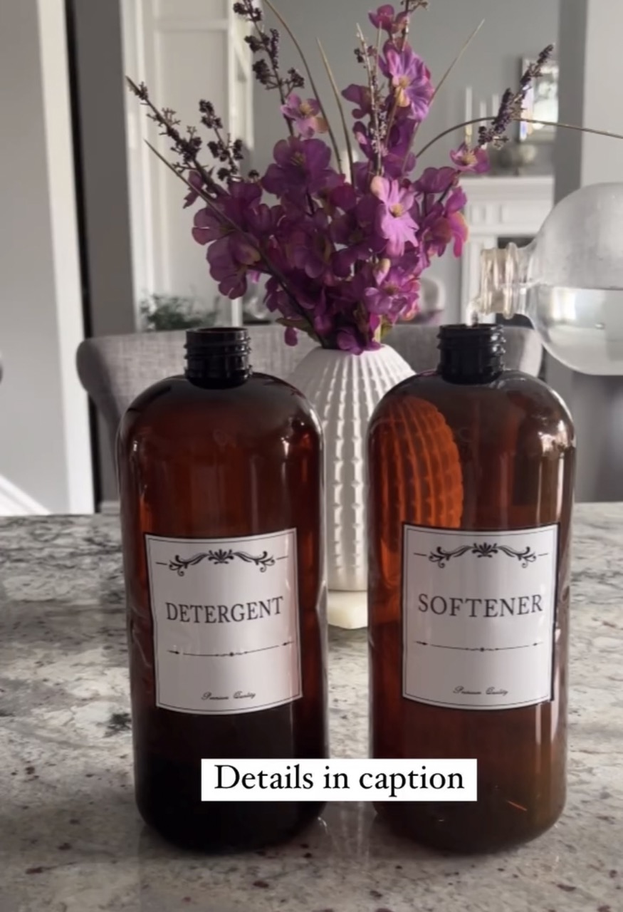 image of DIY laundry bottle getting filled with fabric softener