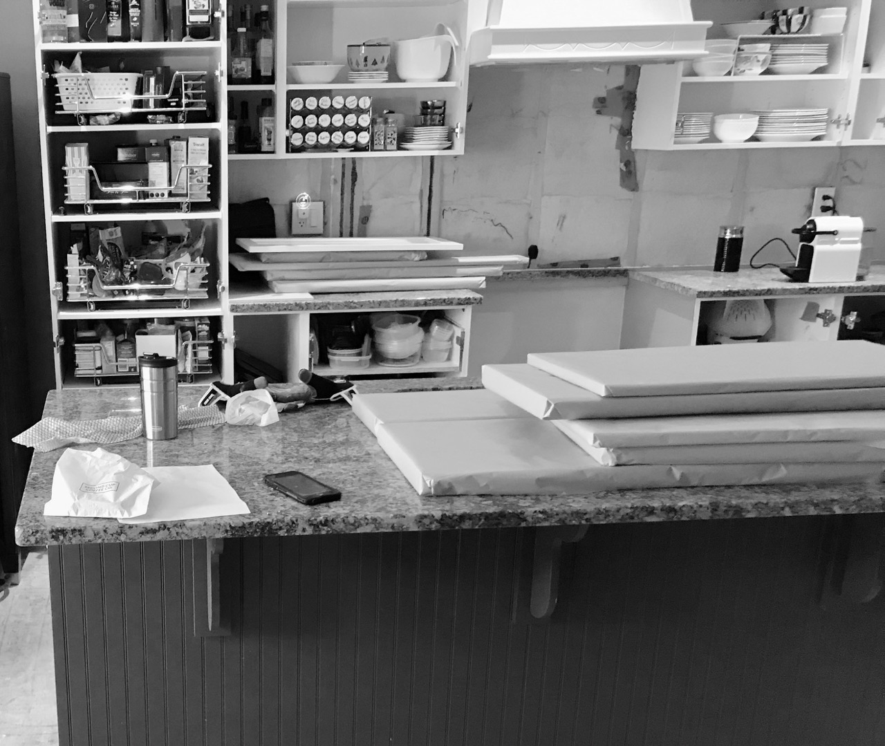 image kitchen mid renovation no cabinet doors on