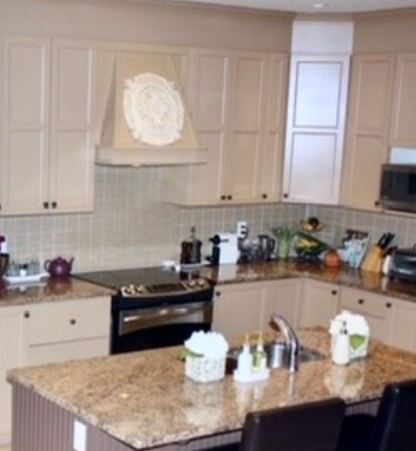 image of beige cupboards before painting