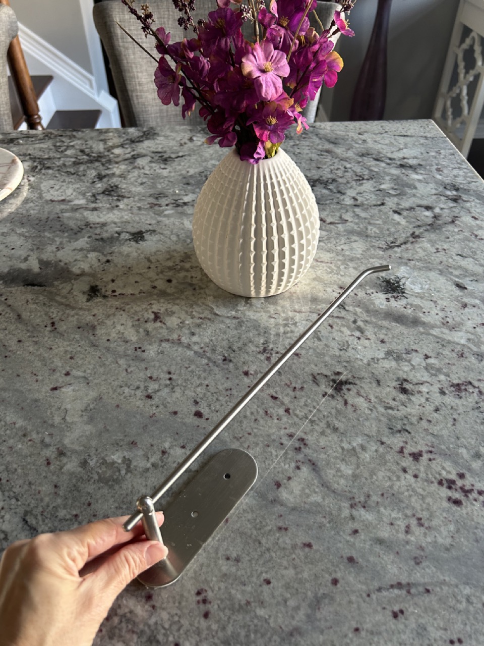 image of self adhesive kitchen towel bar on counter