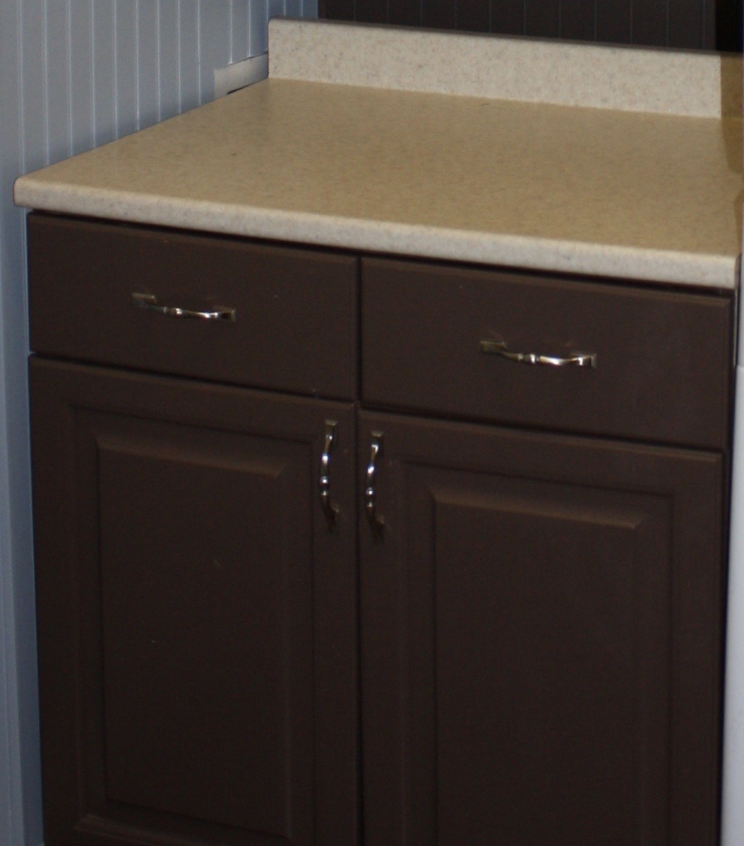 image of brown base cabinet before painted makeover