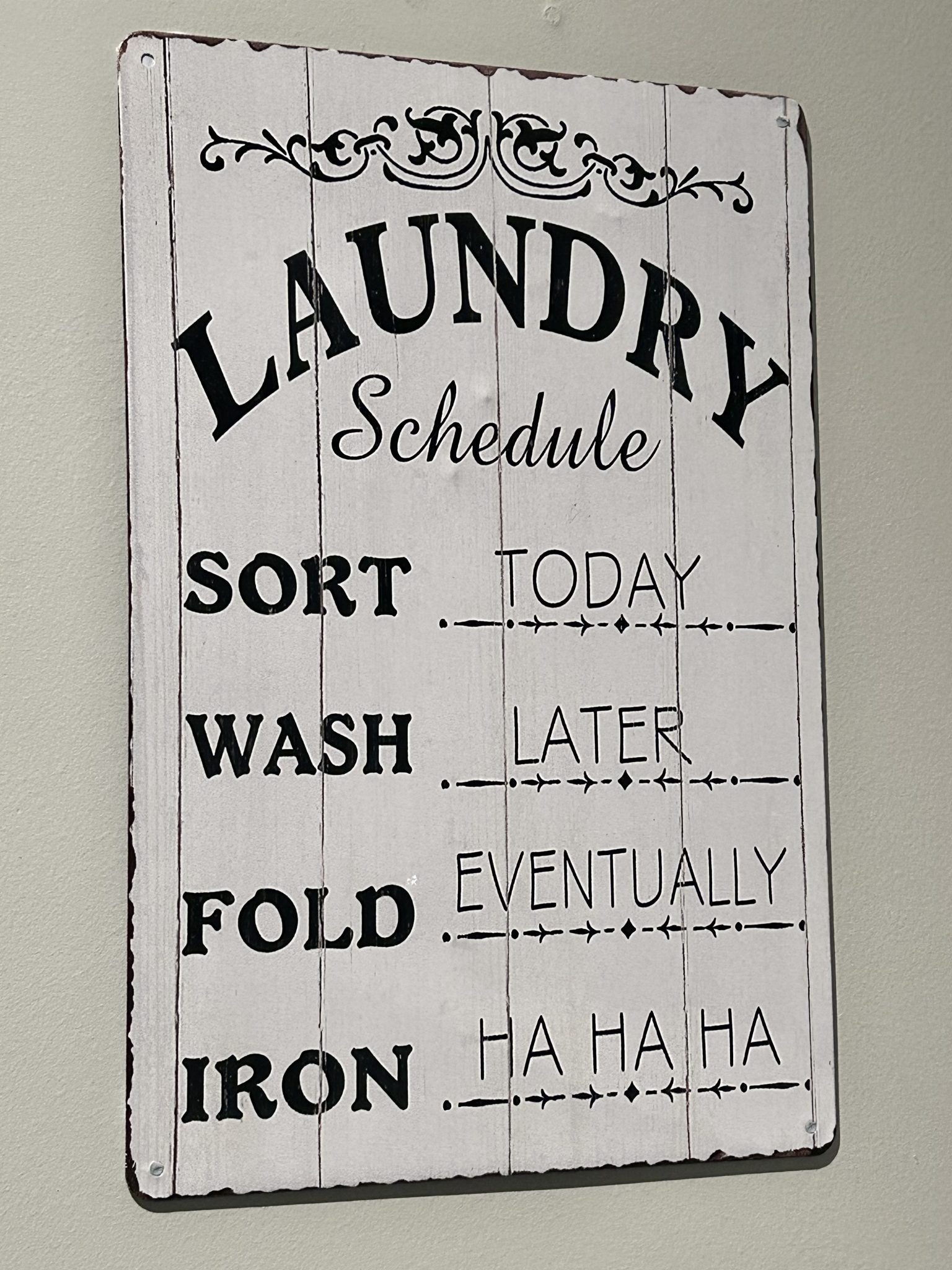 image of sign in laundry room