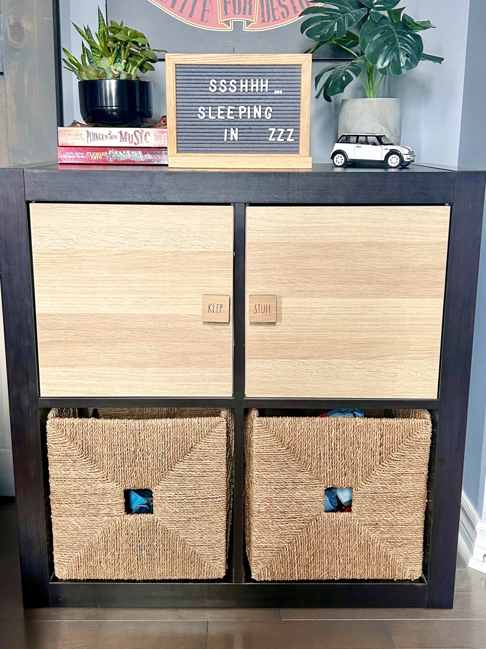 reveal image of ikea bookcase hack for teen bedroom