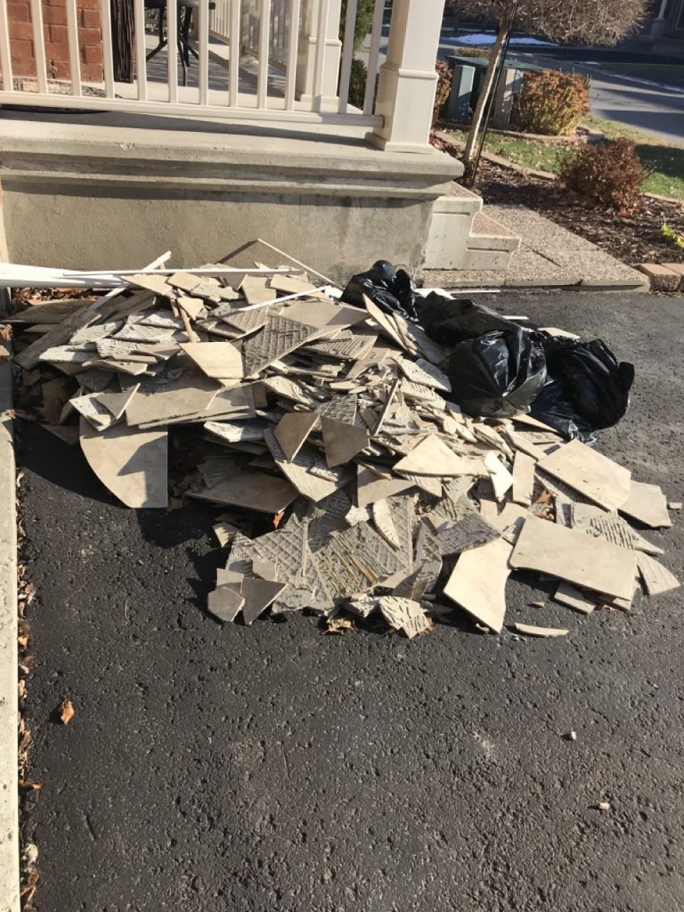 image of pile of removed kitchen tile