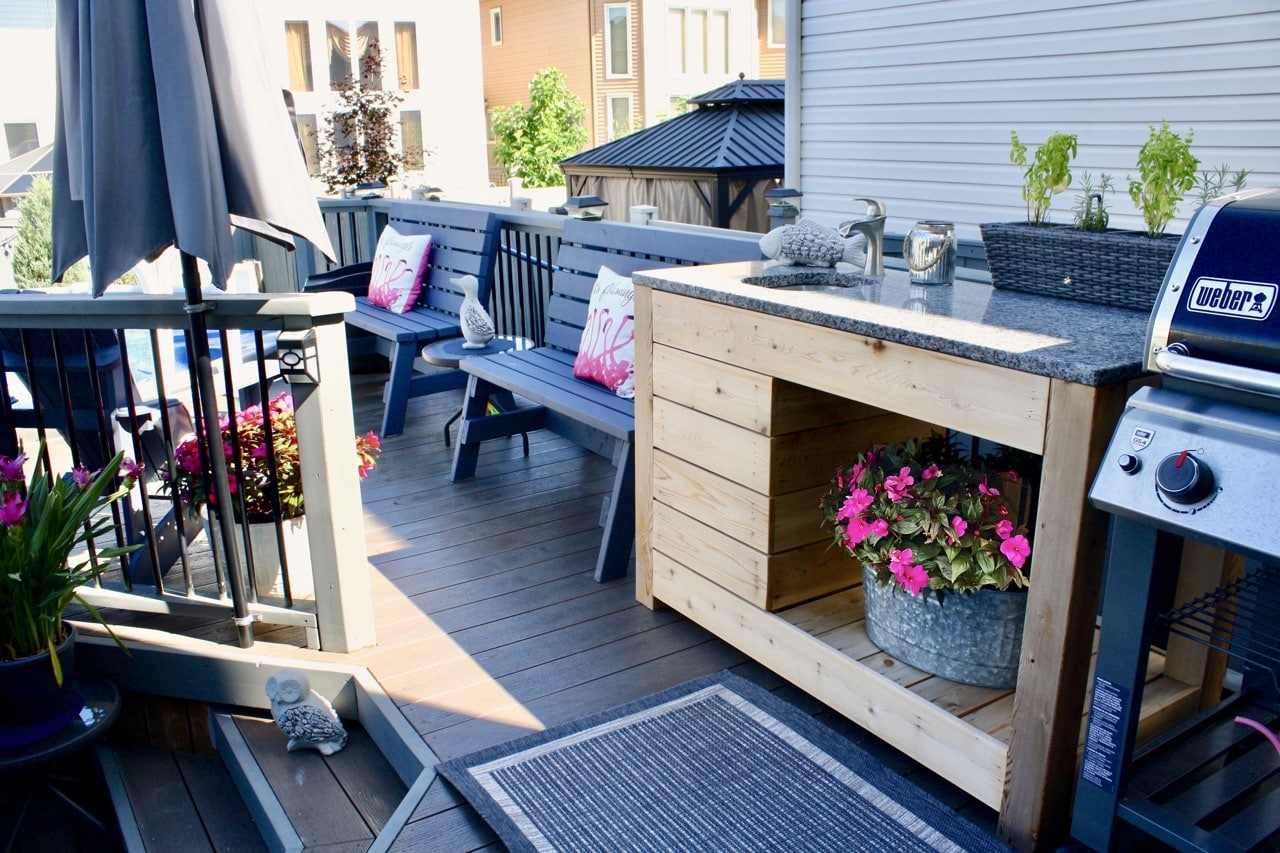 image of backyard DIY outdoor kitchen